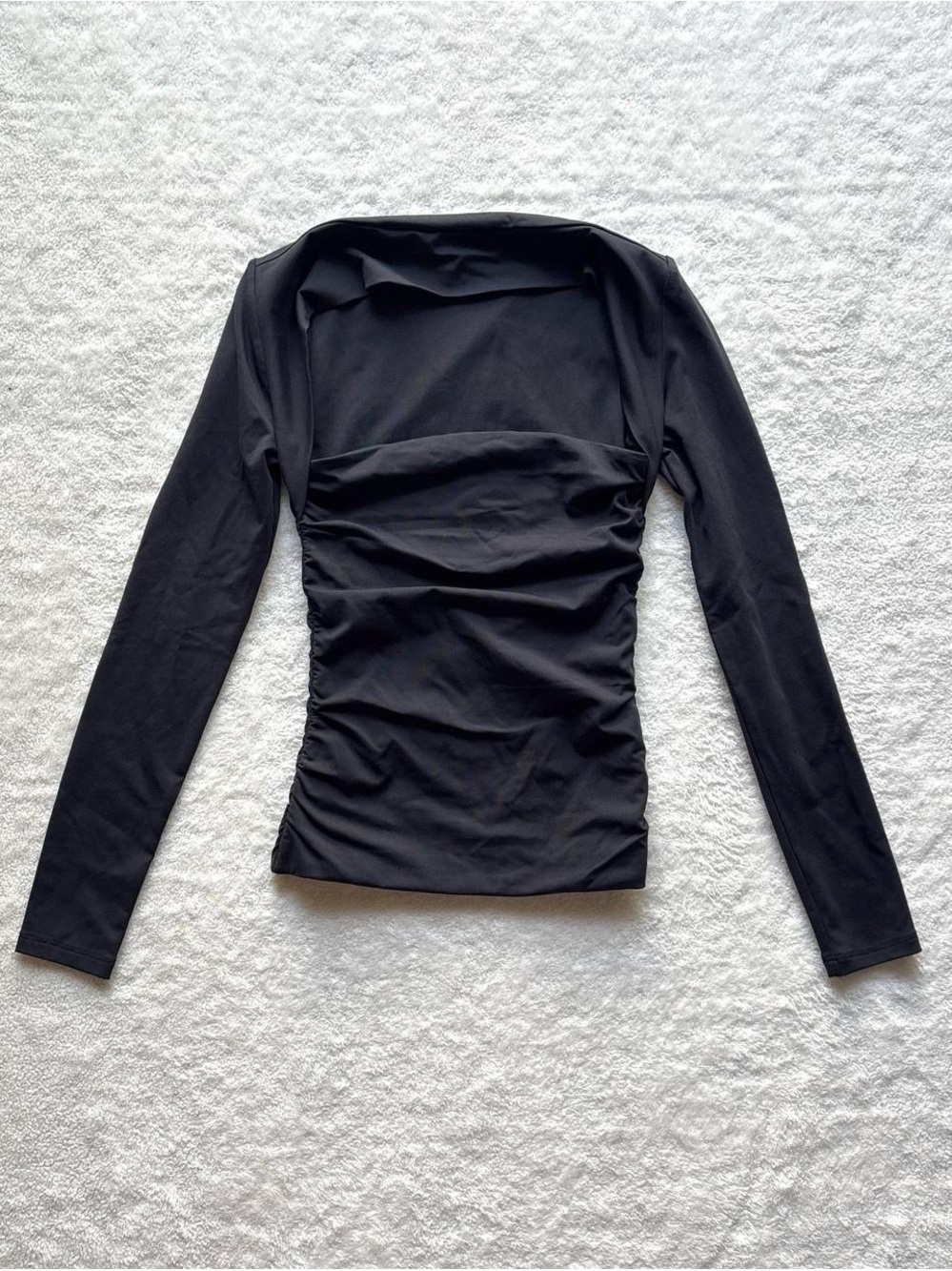 Black Long Sleeve Ruched Women's Top